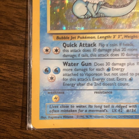 1999 Pokémon TCG Vaporeon Jungle Set 12/64 Unlimited Holo - Picture 5 of 12